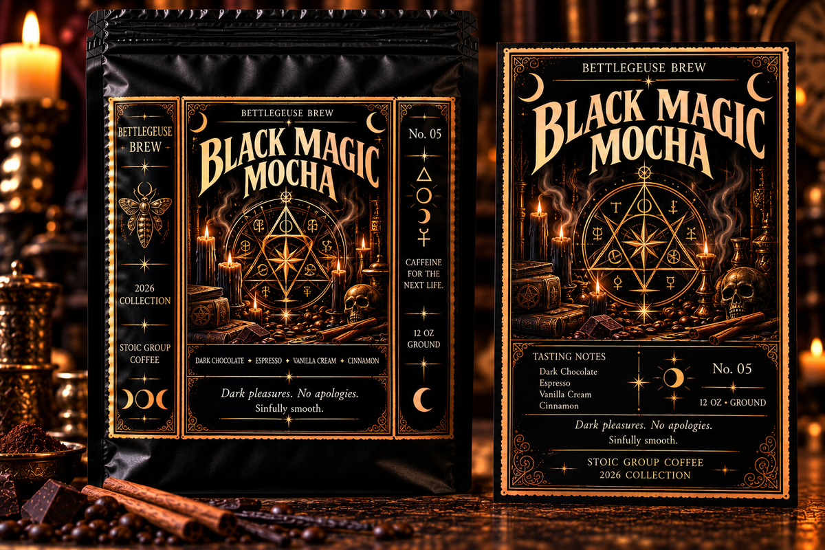 Black Magic Mocha packaging, BETTLEGEUSE BREW 2026 Collection