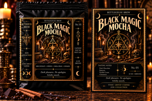 Black Magic Mocha packaging, BETTLEGEUSE BREW 2026 Collection